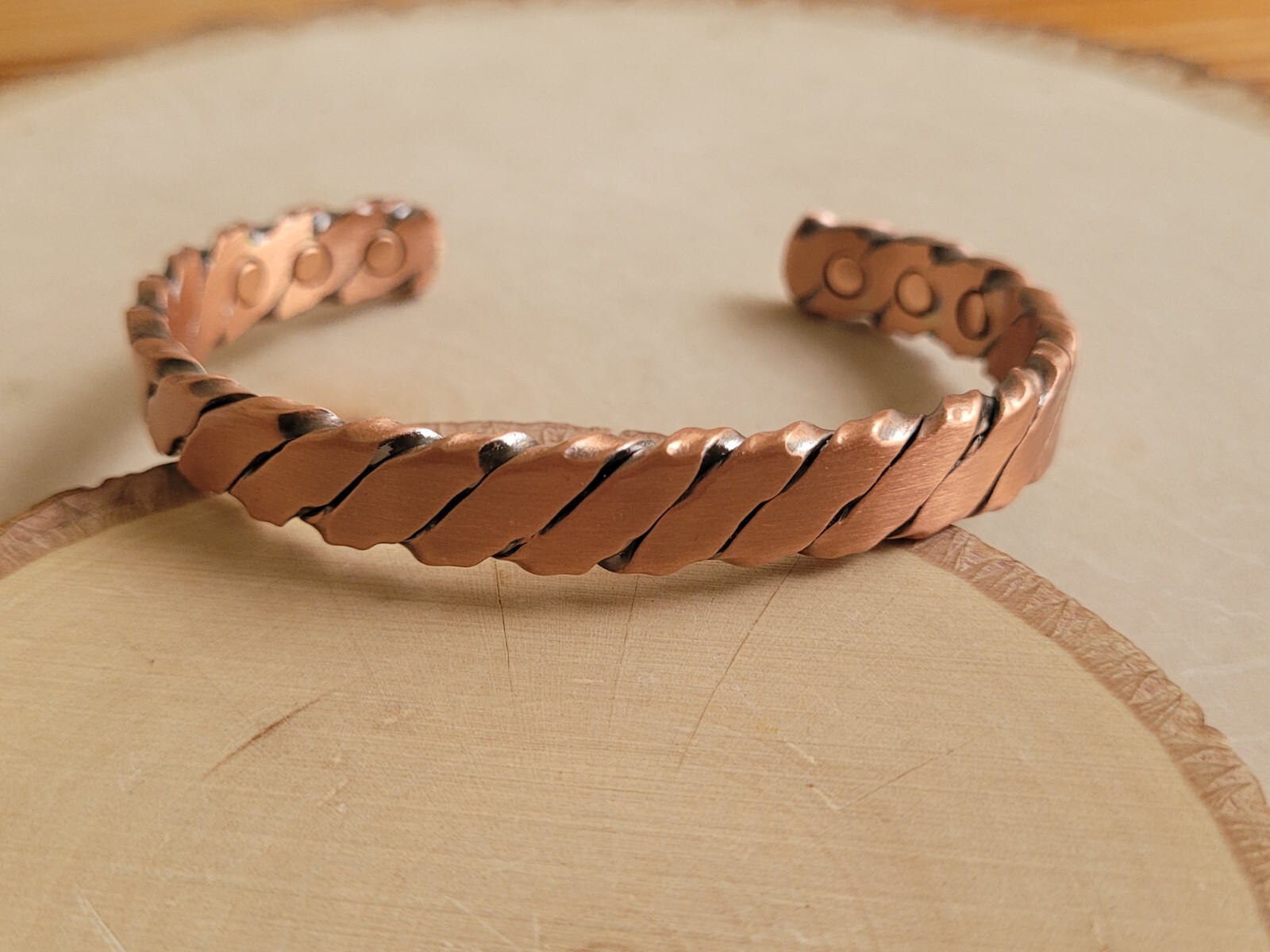2 Pack Matte Pure Copper Magnetic Bracelet Arthritis Pain Therapy Twist Cuff