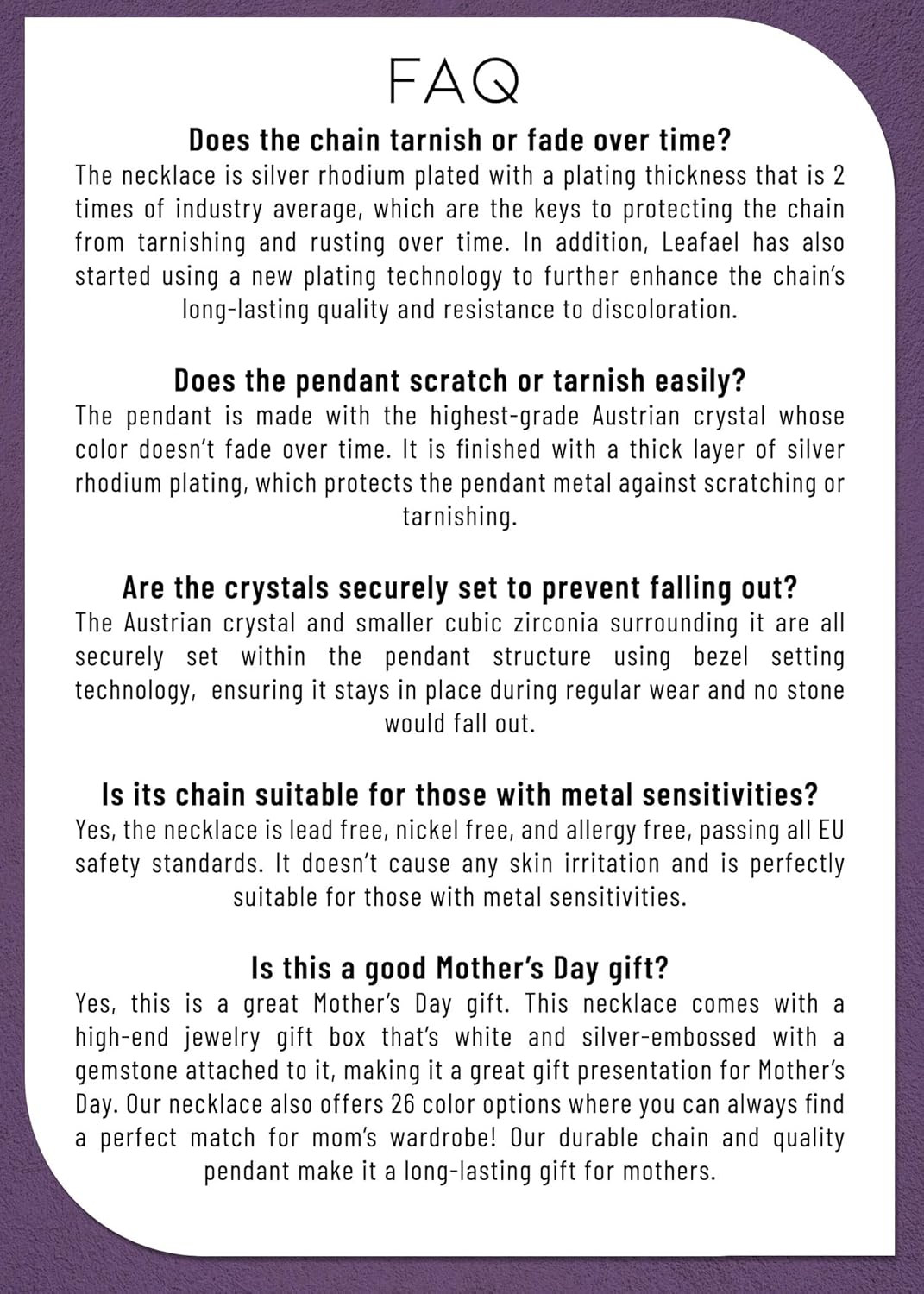 Leafael Gift Necklaces for Women, Infinity Love Birthstone Heart Crystal Pendant