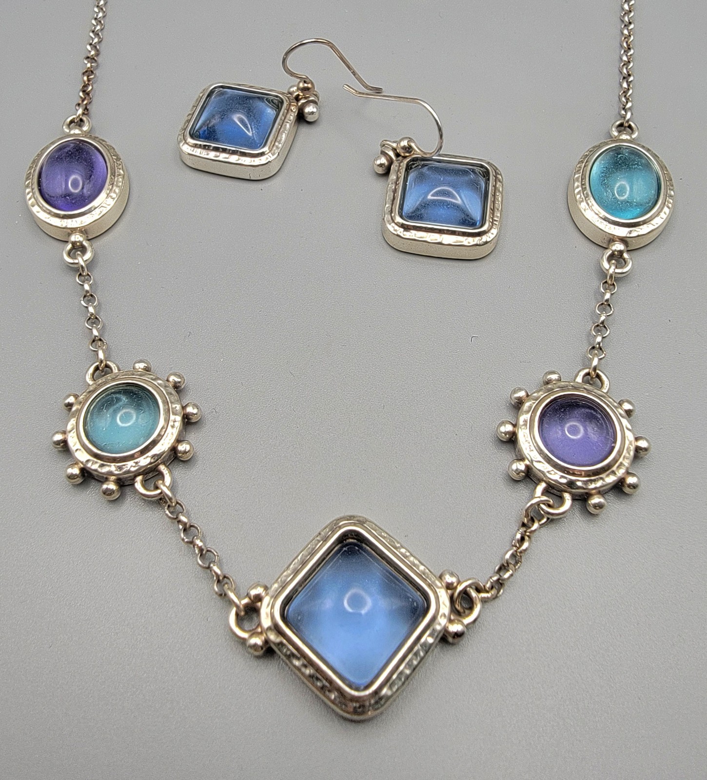 Brighton Jules Short Necklace Hinged Earrings Set Roman Artifacts Design