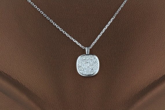 Round Cut Simulated Diamond Fancy Women’s Pendant Chain In 14k White Gold Plated