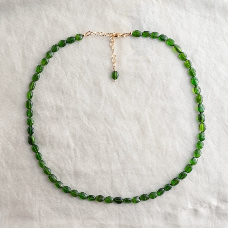 A++ Nature Chrome Diopside Smooth Oval Shape Gemstone Beads Women Necklaces 18”