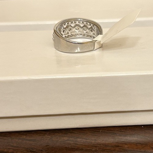 Size 7 Half Eternity Band Diamond CZ Silver Tone No Mark