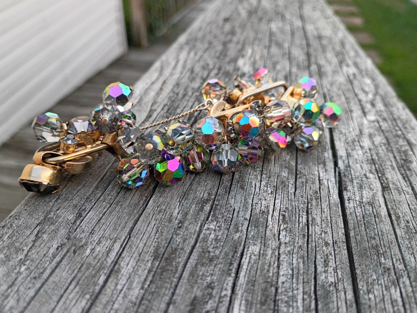 Vintage Unsigned JULIANA DeLizza Elster D&E Crystal Cluster 5 Link Bracelet