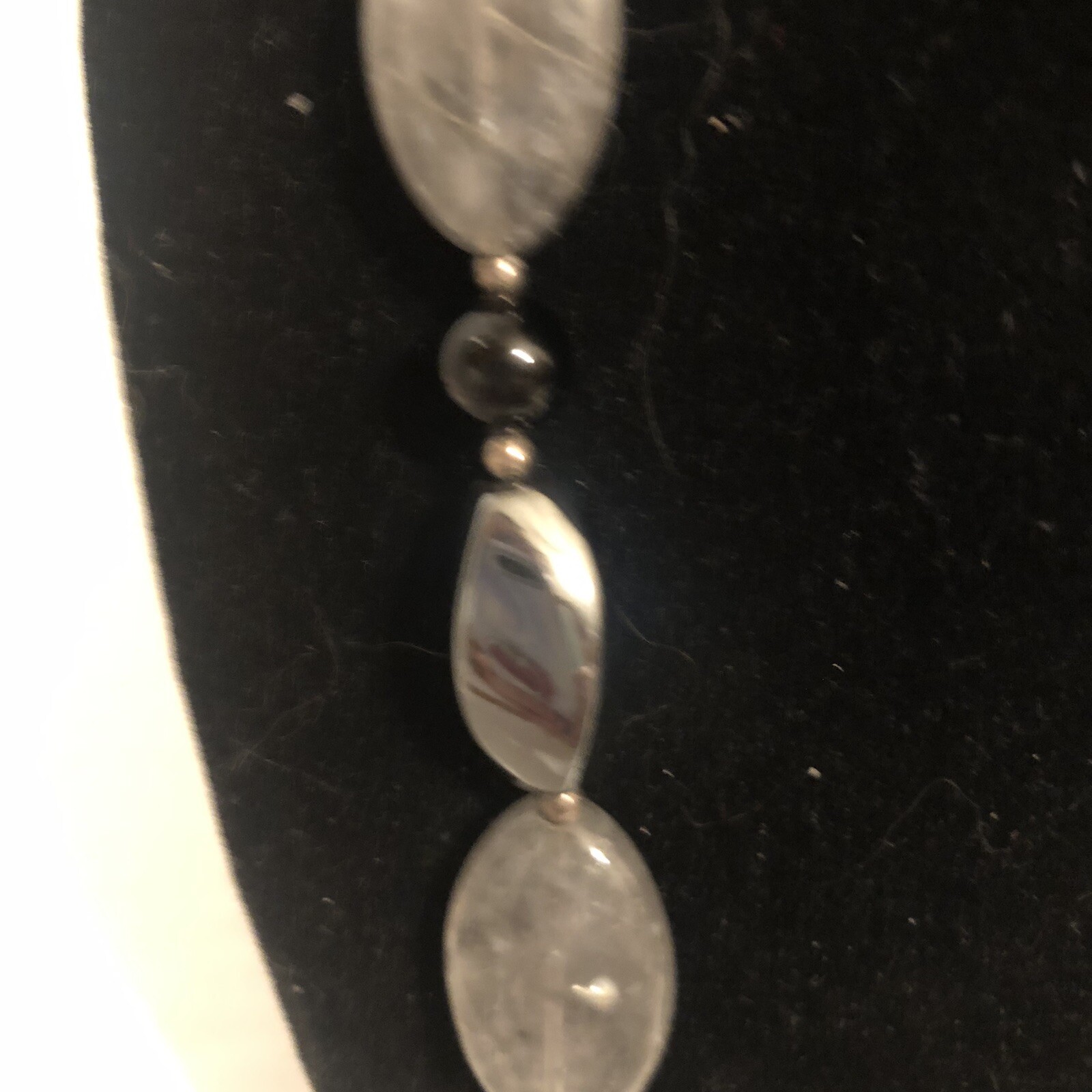Donna Dressler Gray Black Necklace Smooth Stone Jewelry Sterling Silver 926