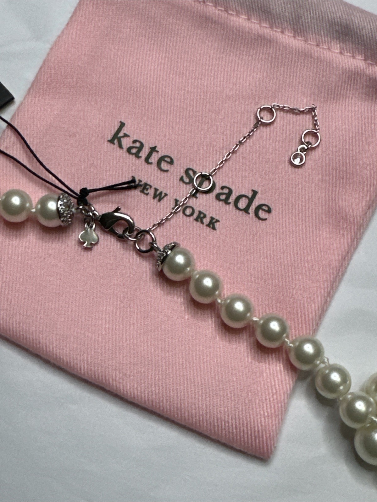 NWT Kate Spade Please Cream/silver Graduated Pearl Necklace Adjustable Clasp
