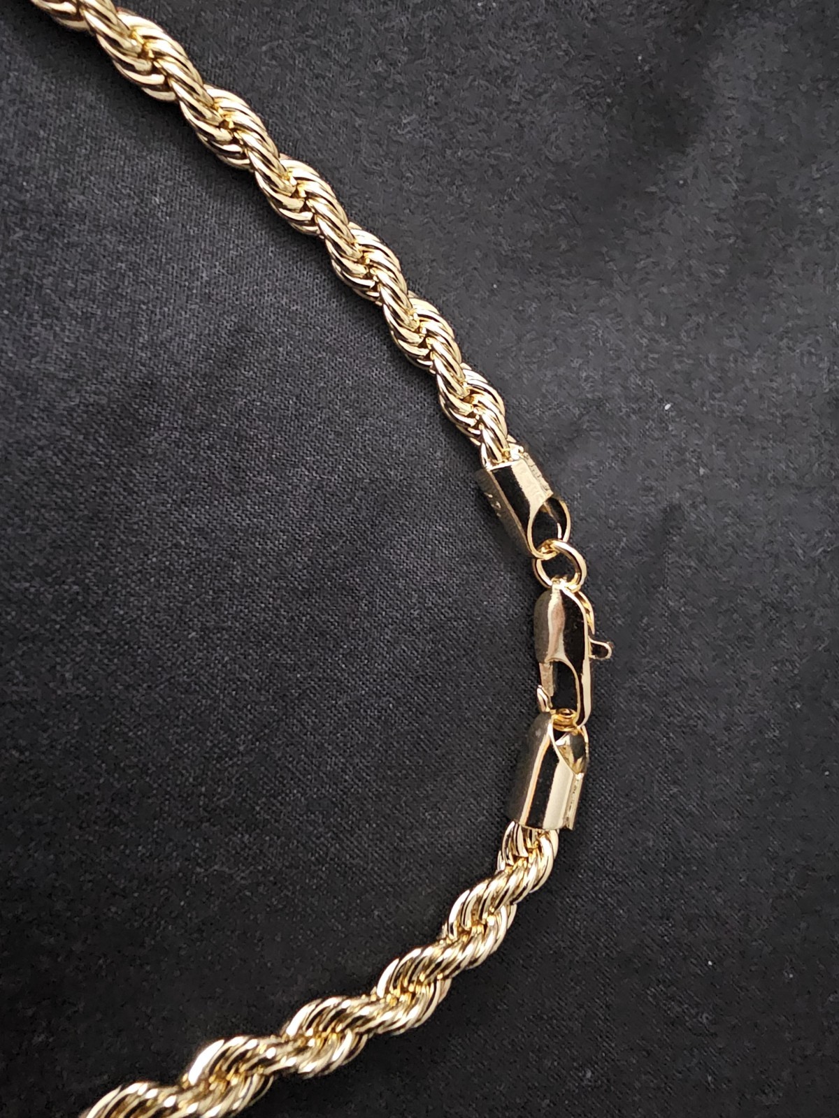24in 14k Gold-Plated brass-3mm Rope Chain Necklace with Lobster Clasp