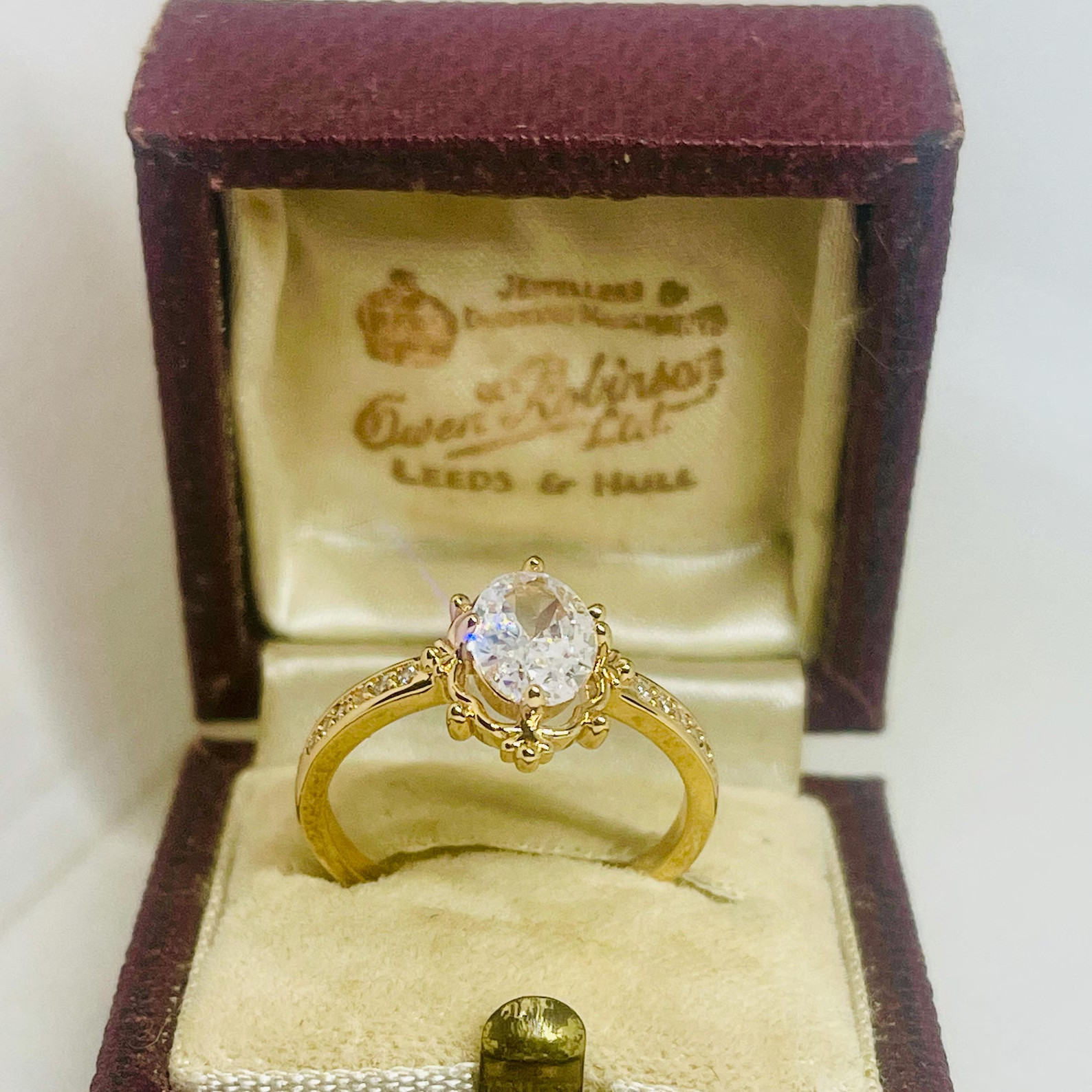5 Ct Oval Cut Simulated Diamond Engagement Band Ring 14k Yellow Gold Plated