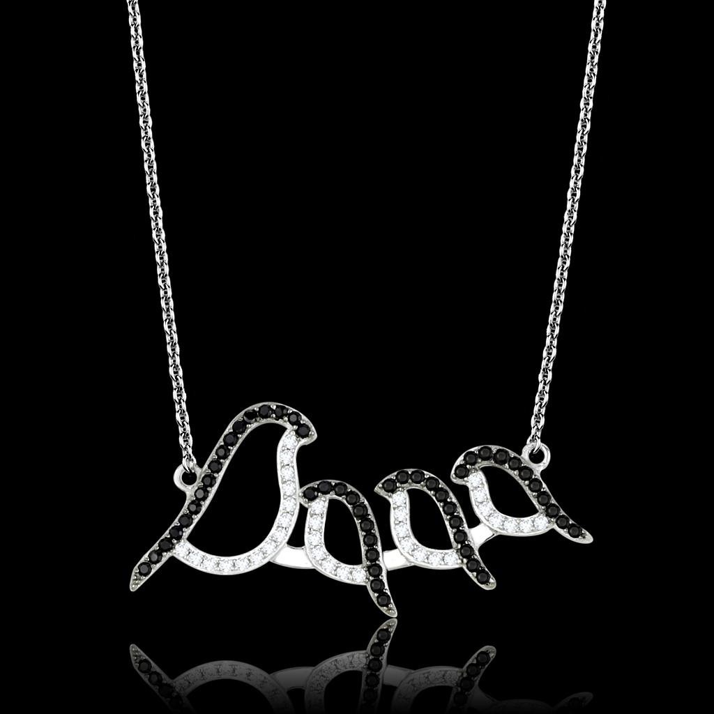 Women’s Rhodium Plated 925 Sterling Silver Chain Pendant CZ Clear – Daily, Layer