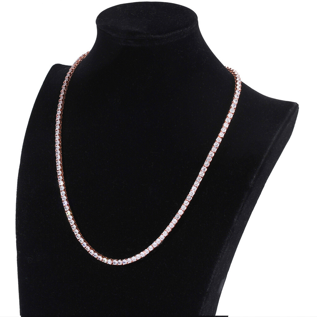6″-24″ Hip Hop Necklace Bracelets 5A CZ Diamonds Real Gold Plated Tennis Chain