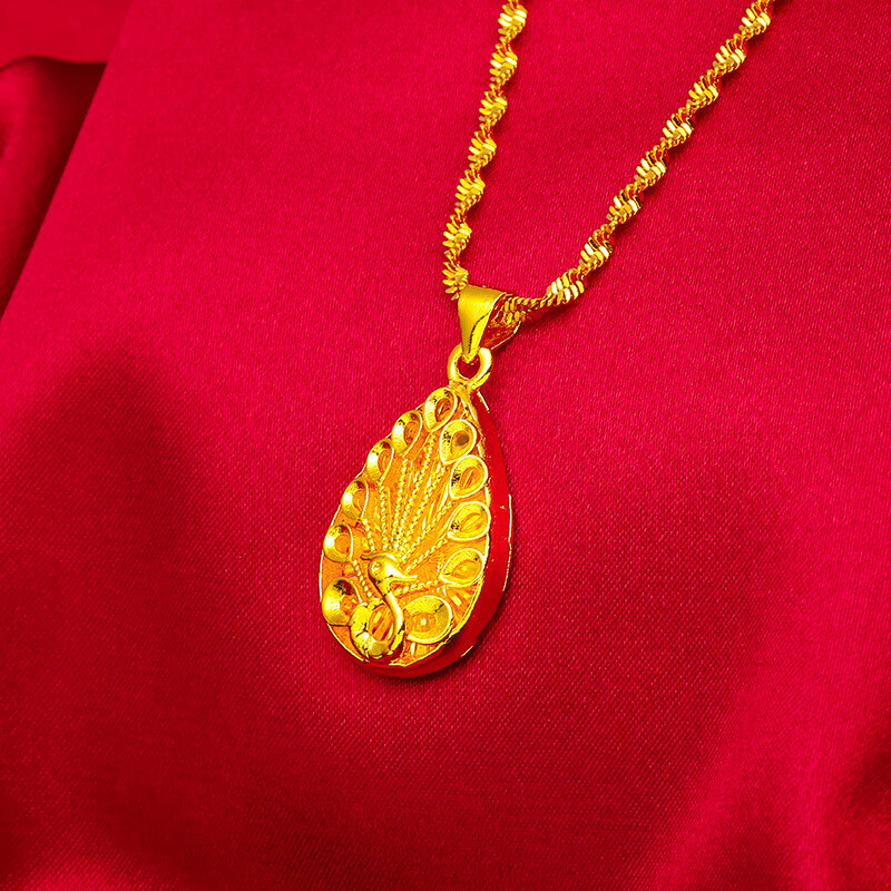 Peacock Pendant 22K 23K 24K THAI BAHT YELLOW GOLD GP Necklace