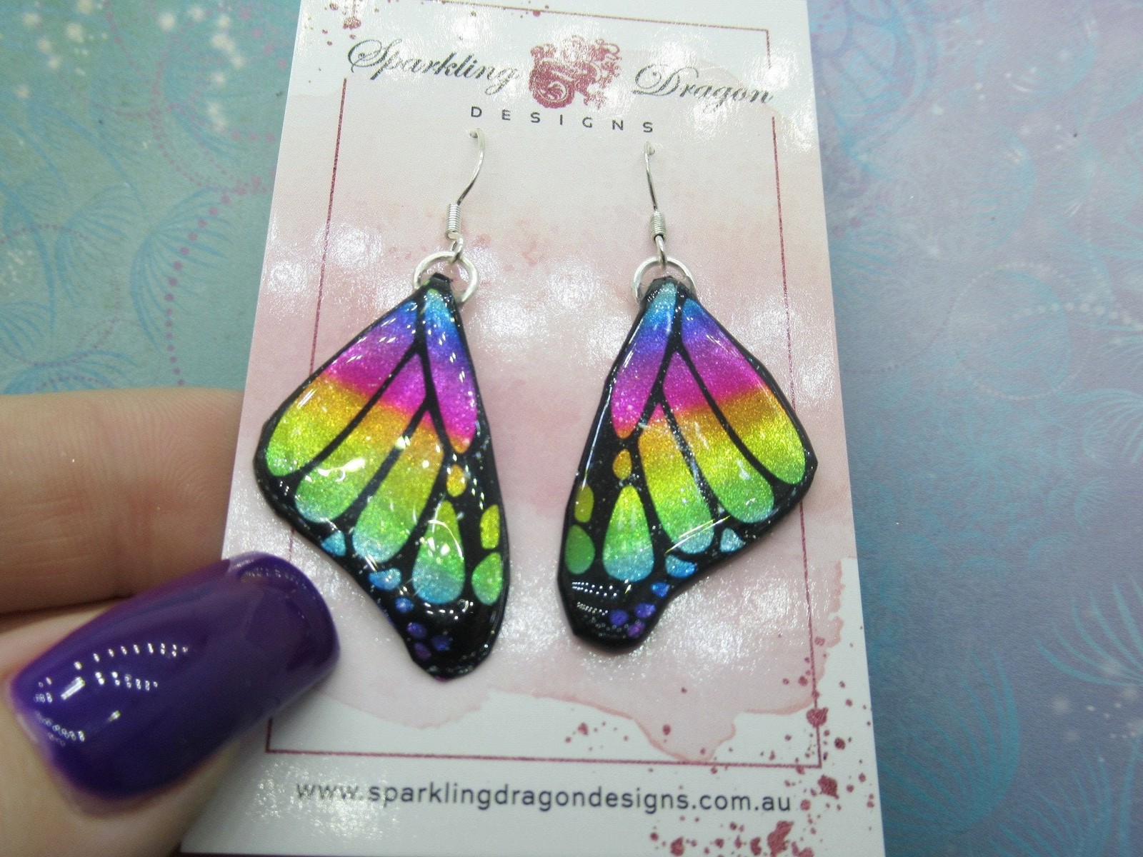 Butterfly Earrings Rainbow Colours – Fairy Jewellery, Gift for her Fairy Wing