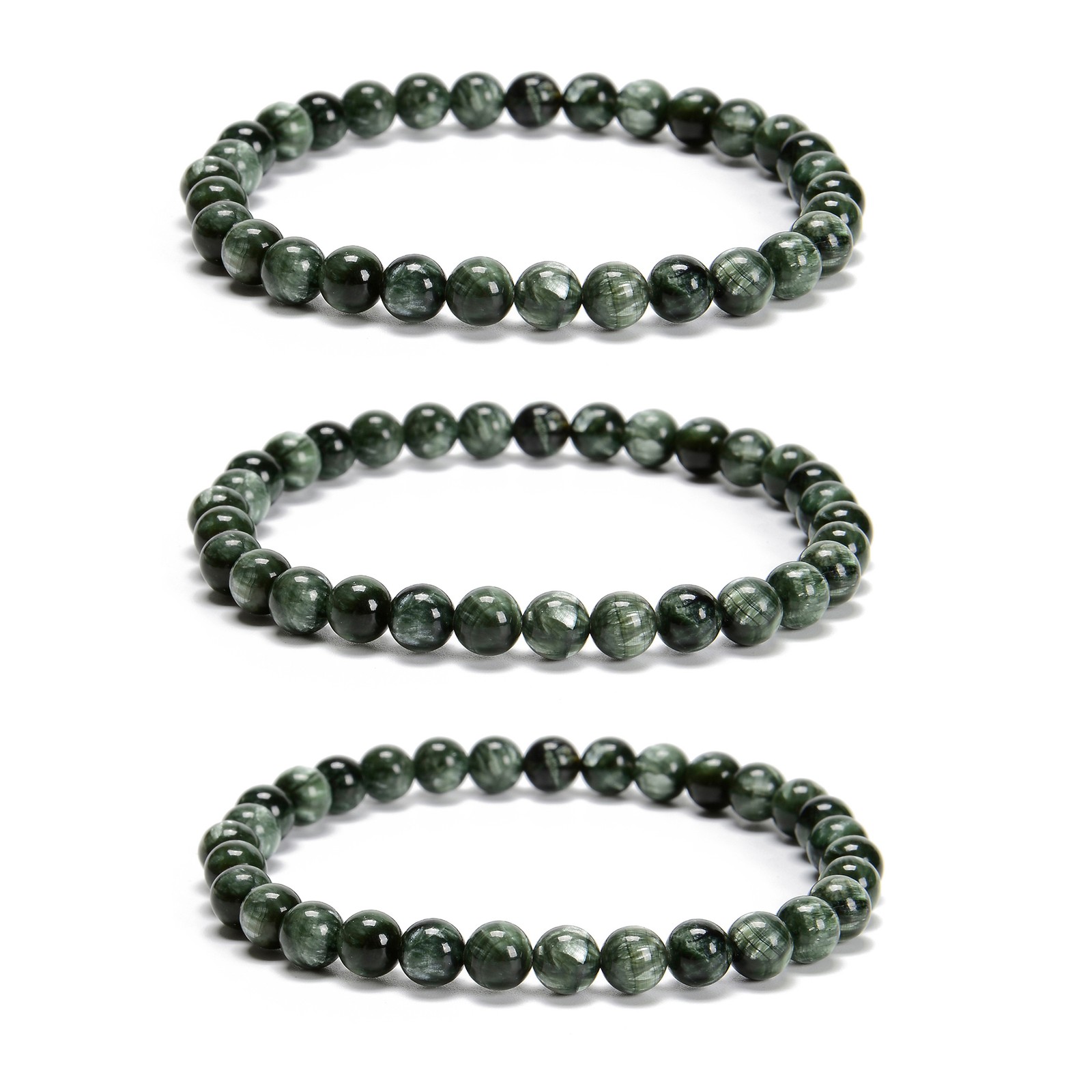 Grade AAA Seraphinite Smooth Round Beaded Bracelet Size 6mm 7.5” Length