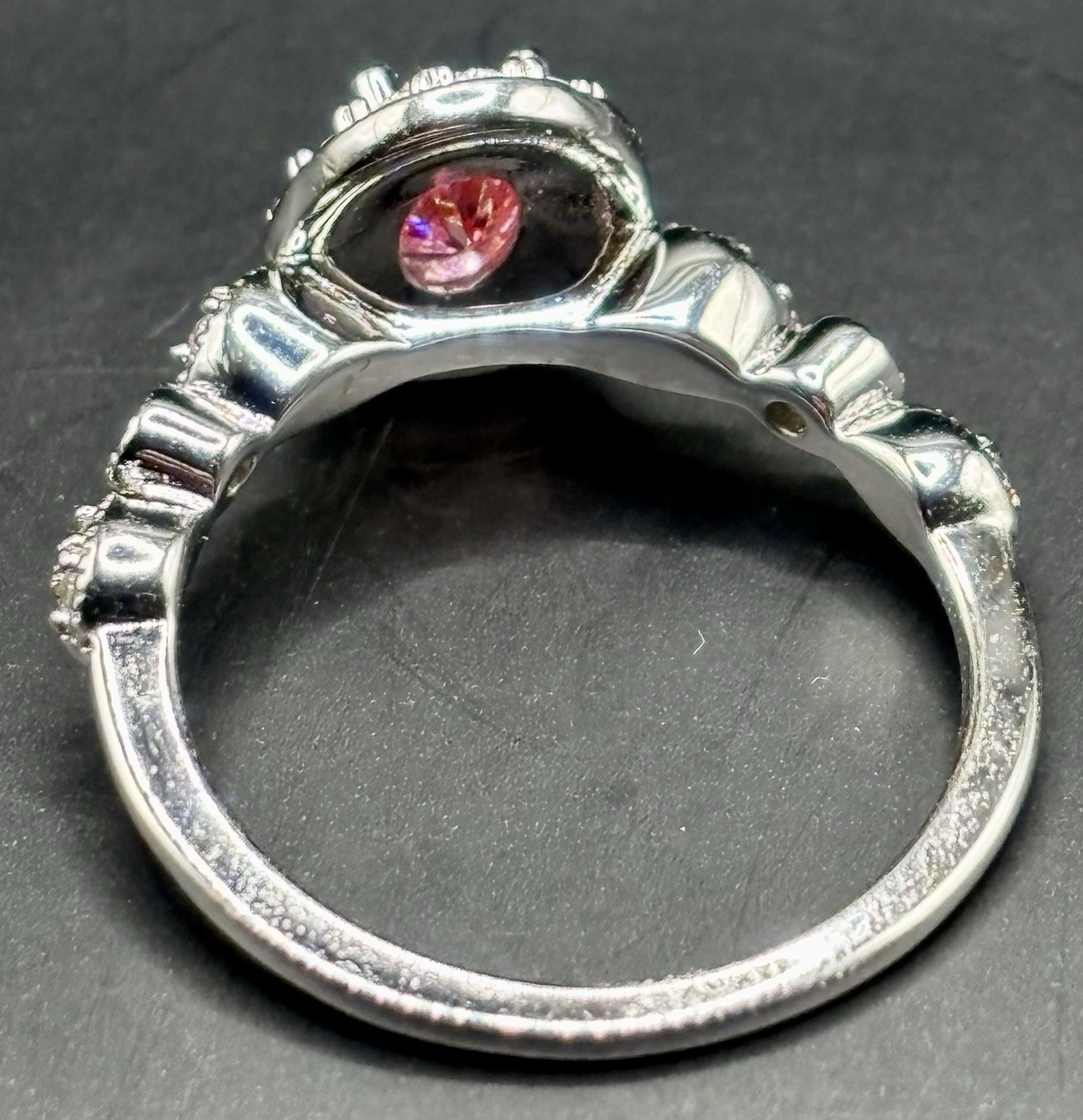 925 Sterling Silver Pink Moissanite Halo Ring Size 8.5 GRA Certified 1.0 Ct
