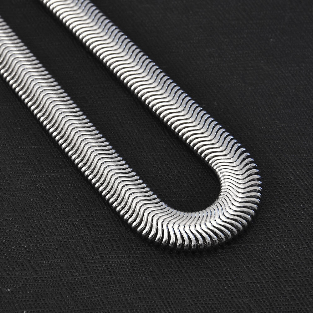 925 Sterling Solid Silver 6MM Flat Snake Chain Men & Women Necklace 16-30 inches