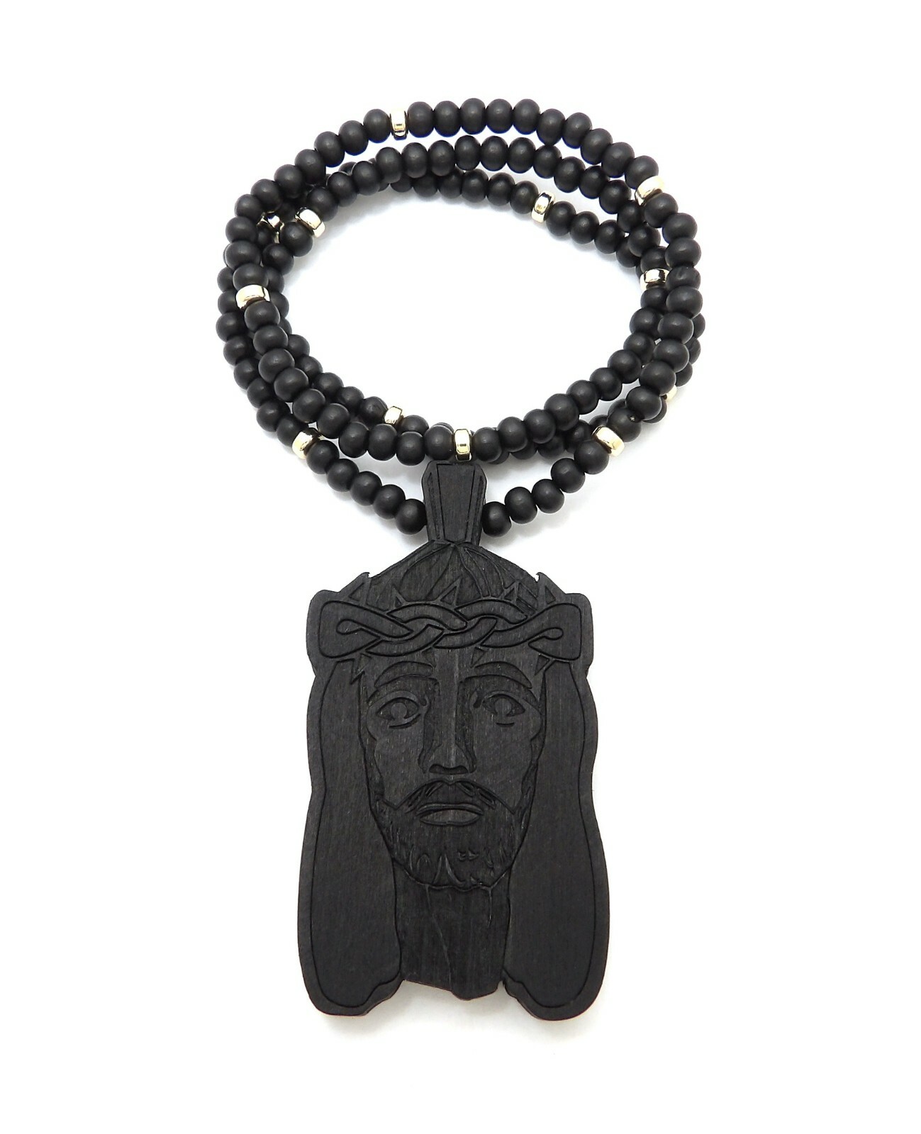 Good Quality Wood Jesus Face Pendant 6mm/26″ Wooden Chain Necklace WRC14