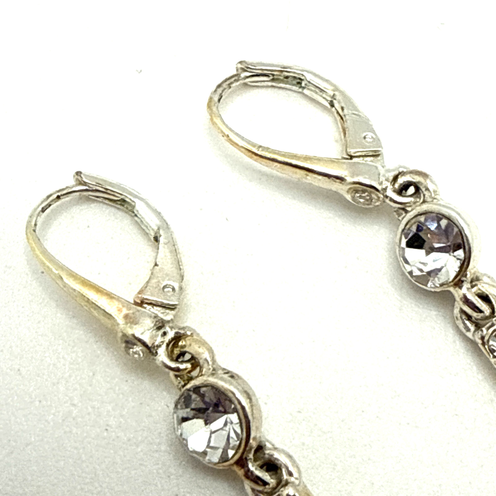 Donna Karan DKNY Rhinestone Drop Earrings Clear Rod & Teardrop Dangle 2 3/4″