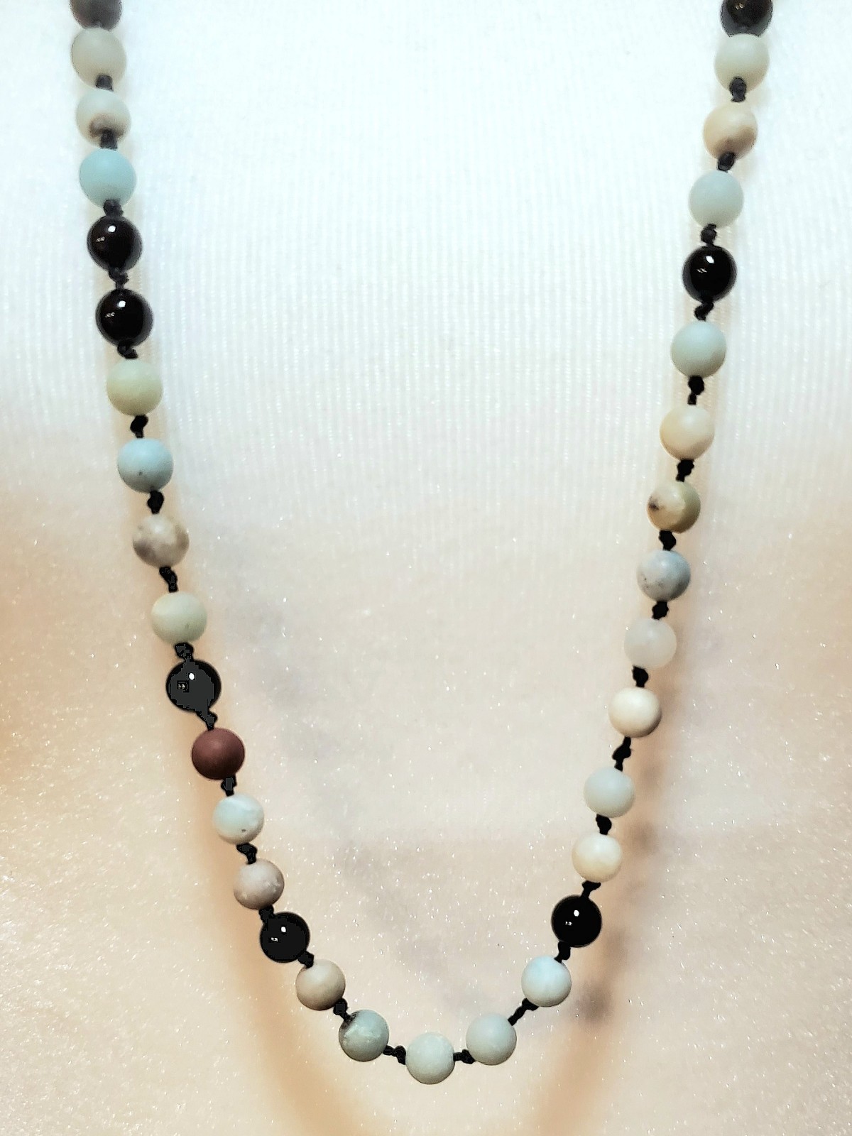 Amazonite Long Beautiful Faceted Knotted Necklace