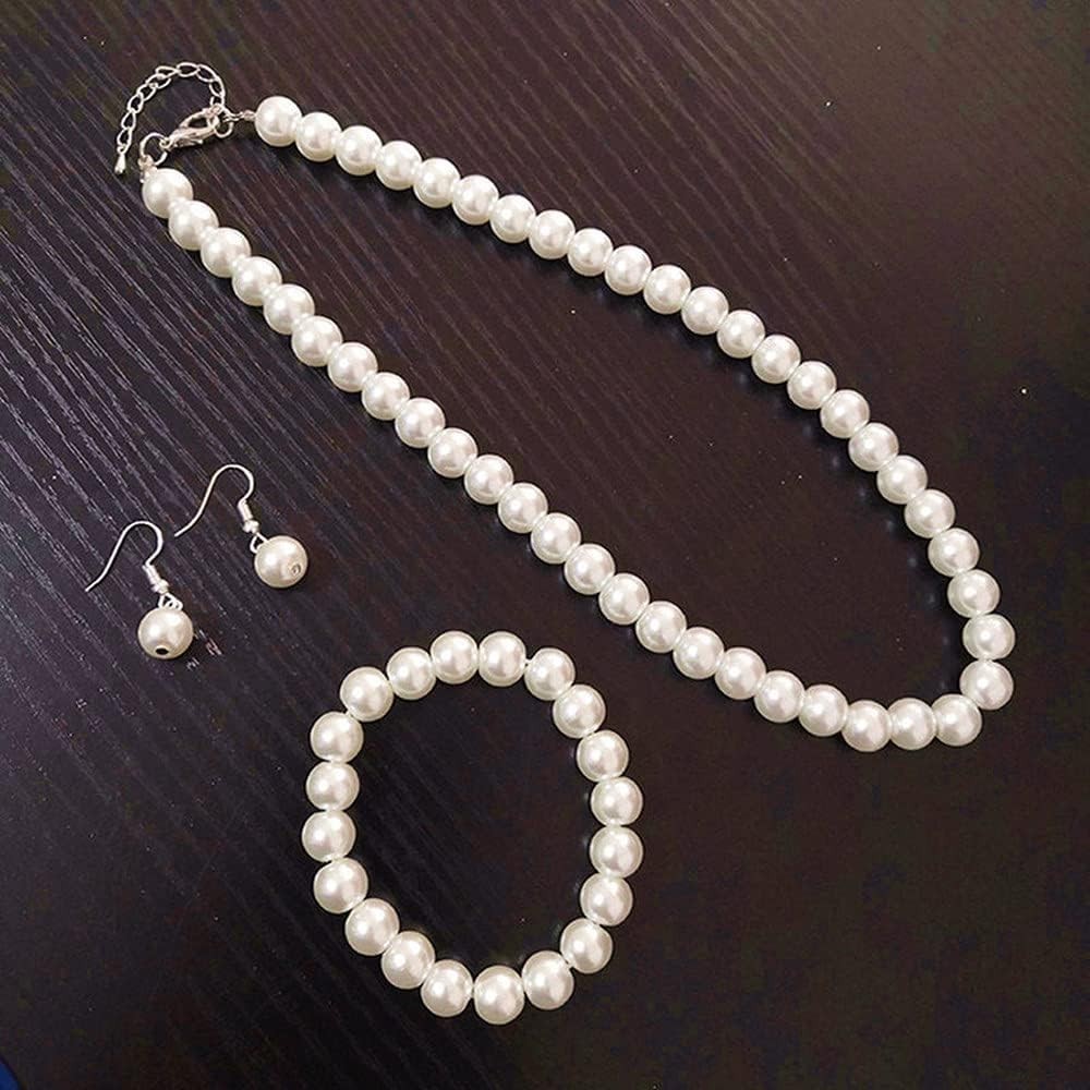 Timeless Faux Pearl Jewelry Set – Necklace, Bracelet & Earrings for Any Occasion