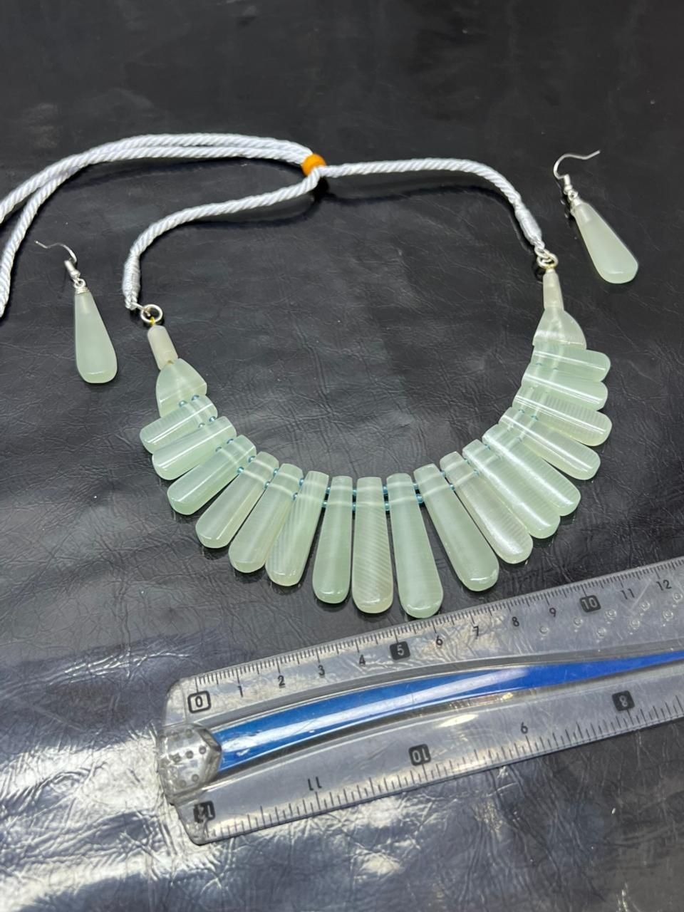 Natural Finger Print Stone Necklace Set 70g High Grade Quality Gemstone Jewelry
