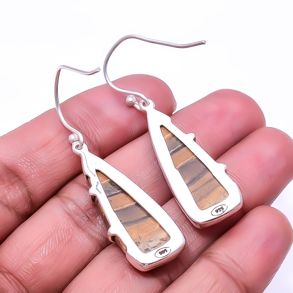Natural Picture Jasper 925 Sterling Silver Earring 1.76″ E68, Christmas Gift