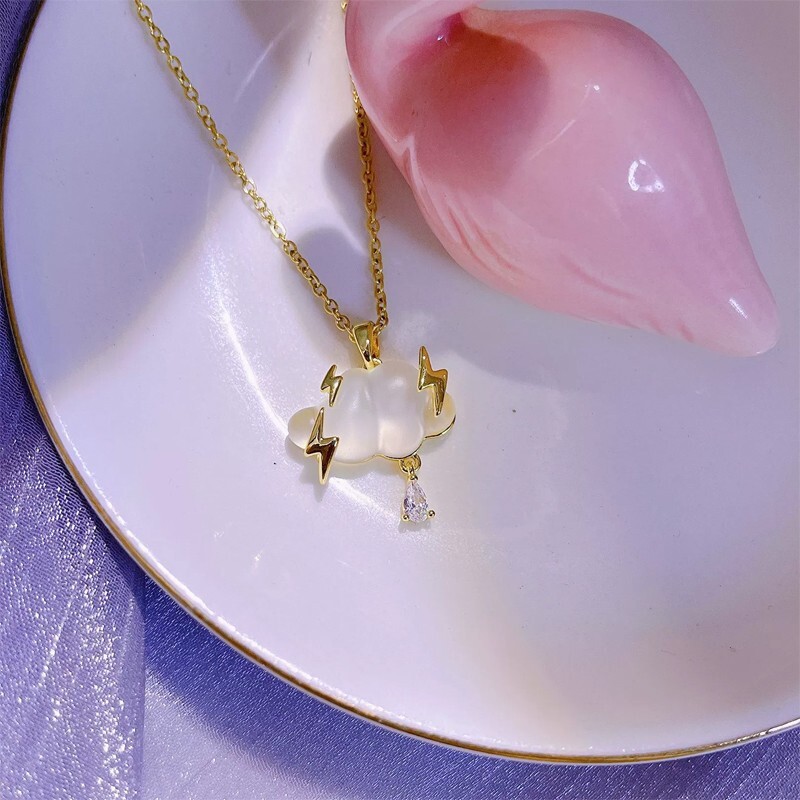 Lightning Cloud necklace, ladies’ pendant, Teardrop necklace, birthday gift