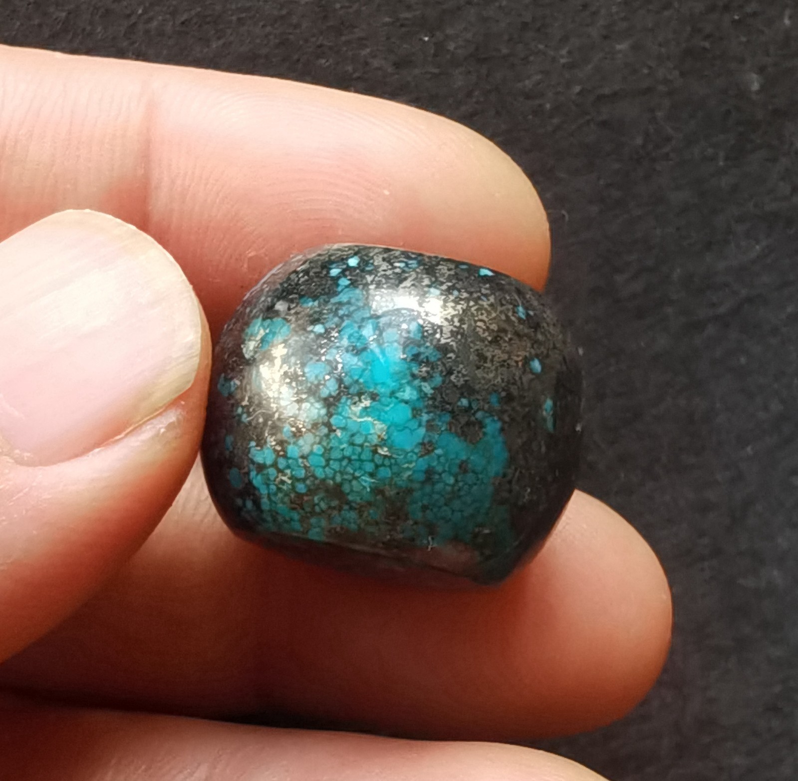 13.1g,barrel tube Genuine natural brown blue Hubei Turquoise stone pendant loose