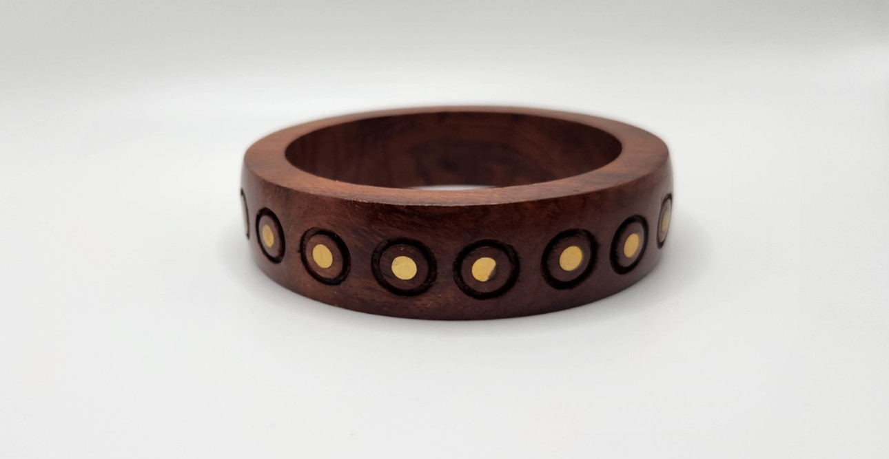 Wood and Brass Boho Style Bangle Bracelet