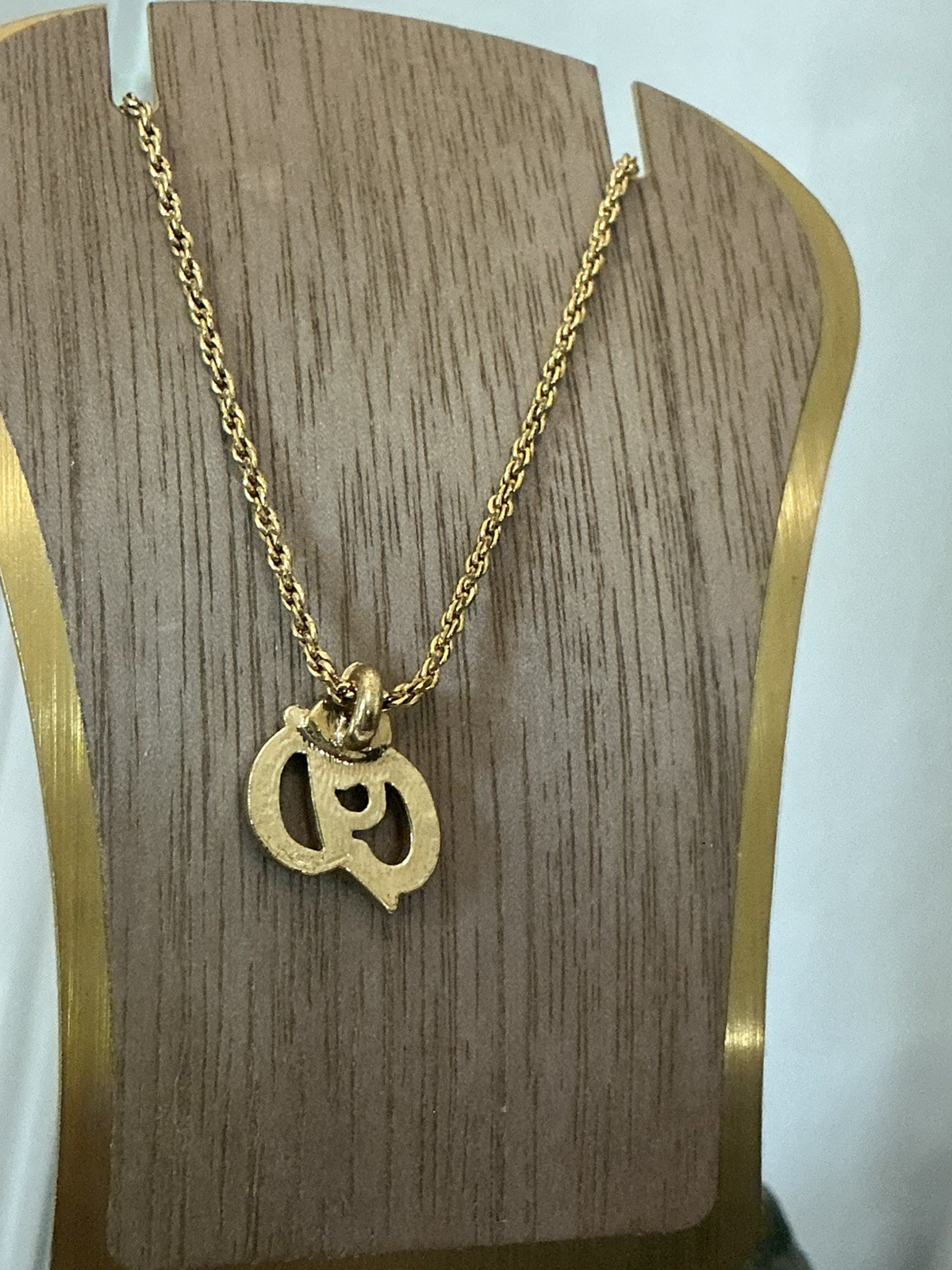 Authentic Dior CD Logo Rhinestone Necklace 17 in Preowned Good