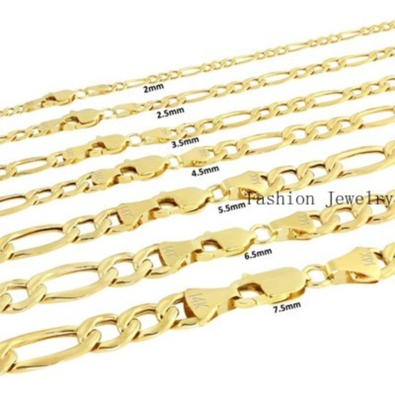 14K Yellow Gold 2mm- 7.5mm Chain Italian Link Necklace Men Women 16″- 30″