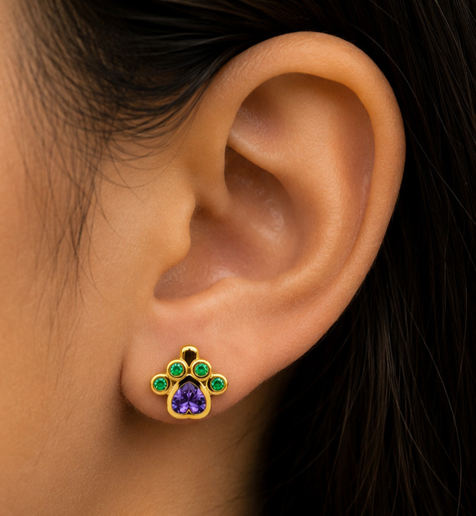 3Ct Heart Cut Simulated Amethyst/Emerald Huggie Earrings 14K Yellow Gold Plated
