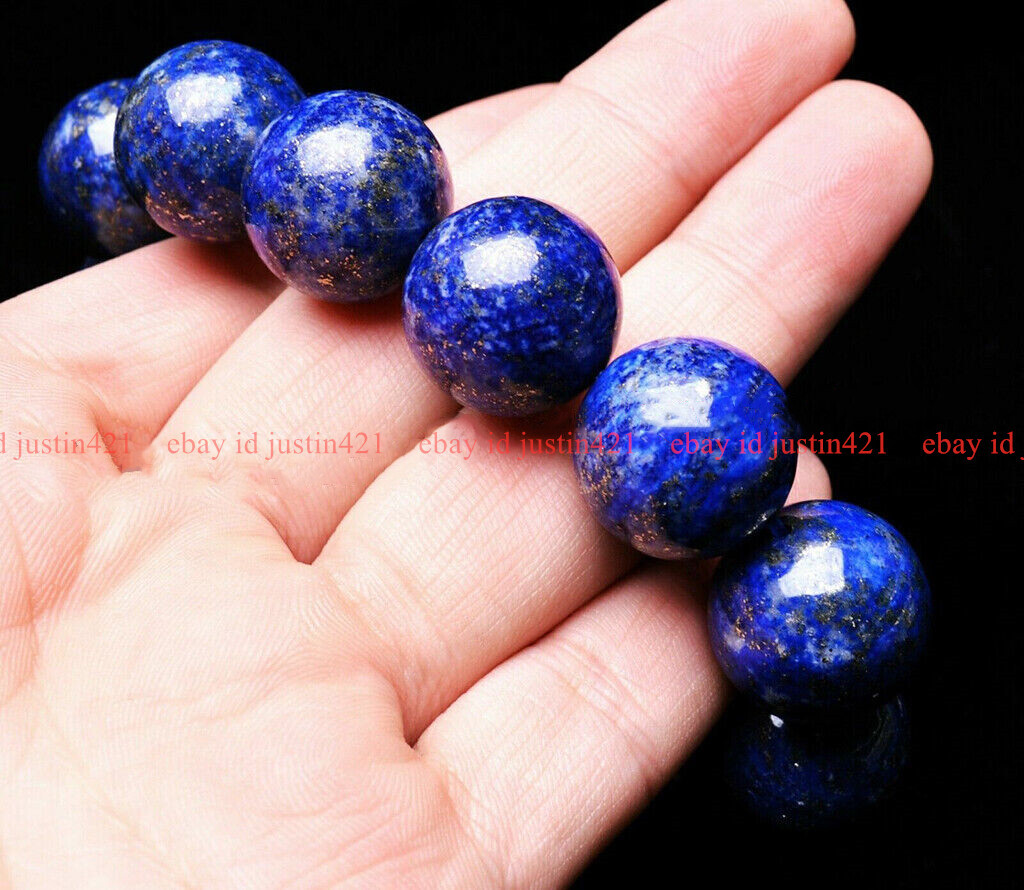Rare Huge 14-20mm Natural Egypt Blue Lapis Lazuli Gemstone Beaded Bracelet 7-9″