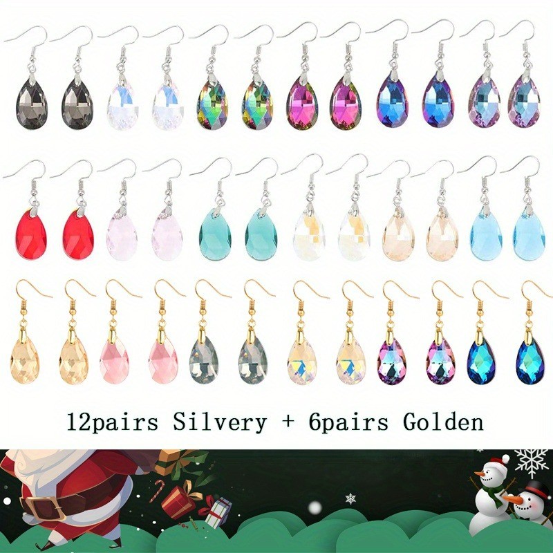 6/12/18Pairs Crystal Drop Earrings Bride Womens Suits Teardrop Druse Dangle Gift