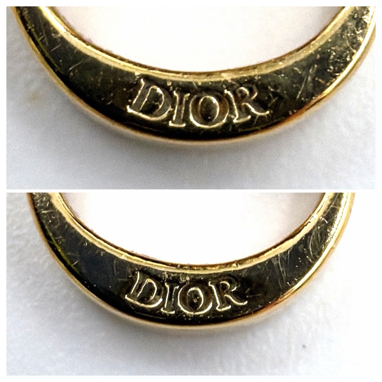 Dior Petit CD Logo Faux Pearl Drop Pierced Earrings Gold Tone France Auth