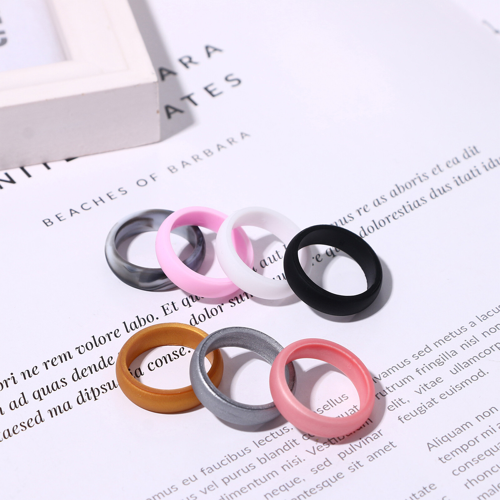 7Colors 8MM Women Silicone Rubber Comfort Fit Sports Wedding Ring Bands Size4-12