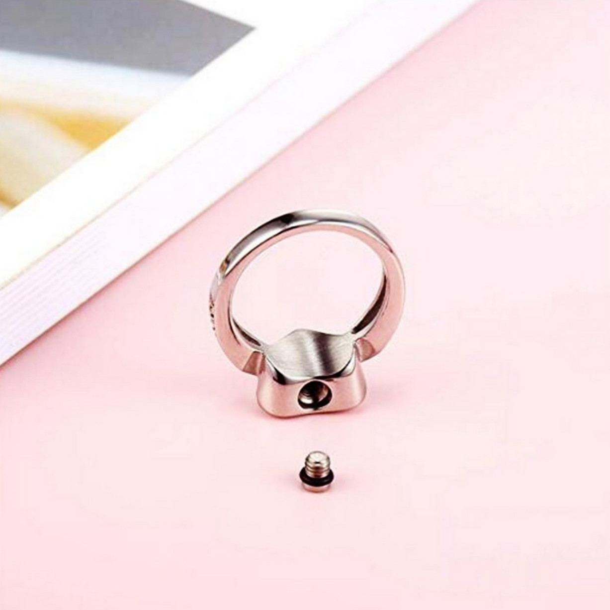 316L Stainless Steel Cremation Ashes Crystal Heart Ring (Size 6/7/8/9/10)