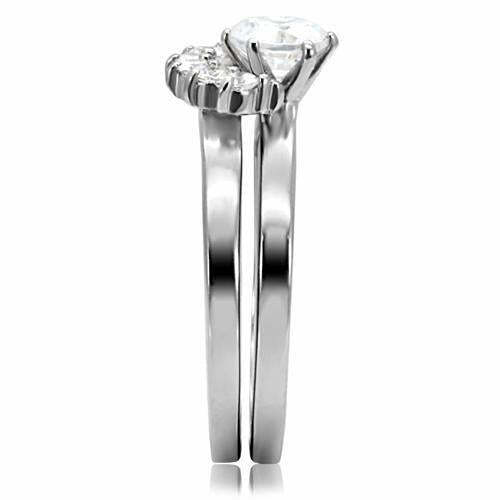 TK105 – High polished (no plating) Stainless Steel Ring with AAA Grade CZ in