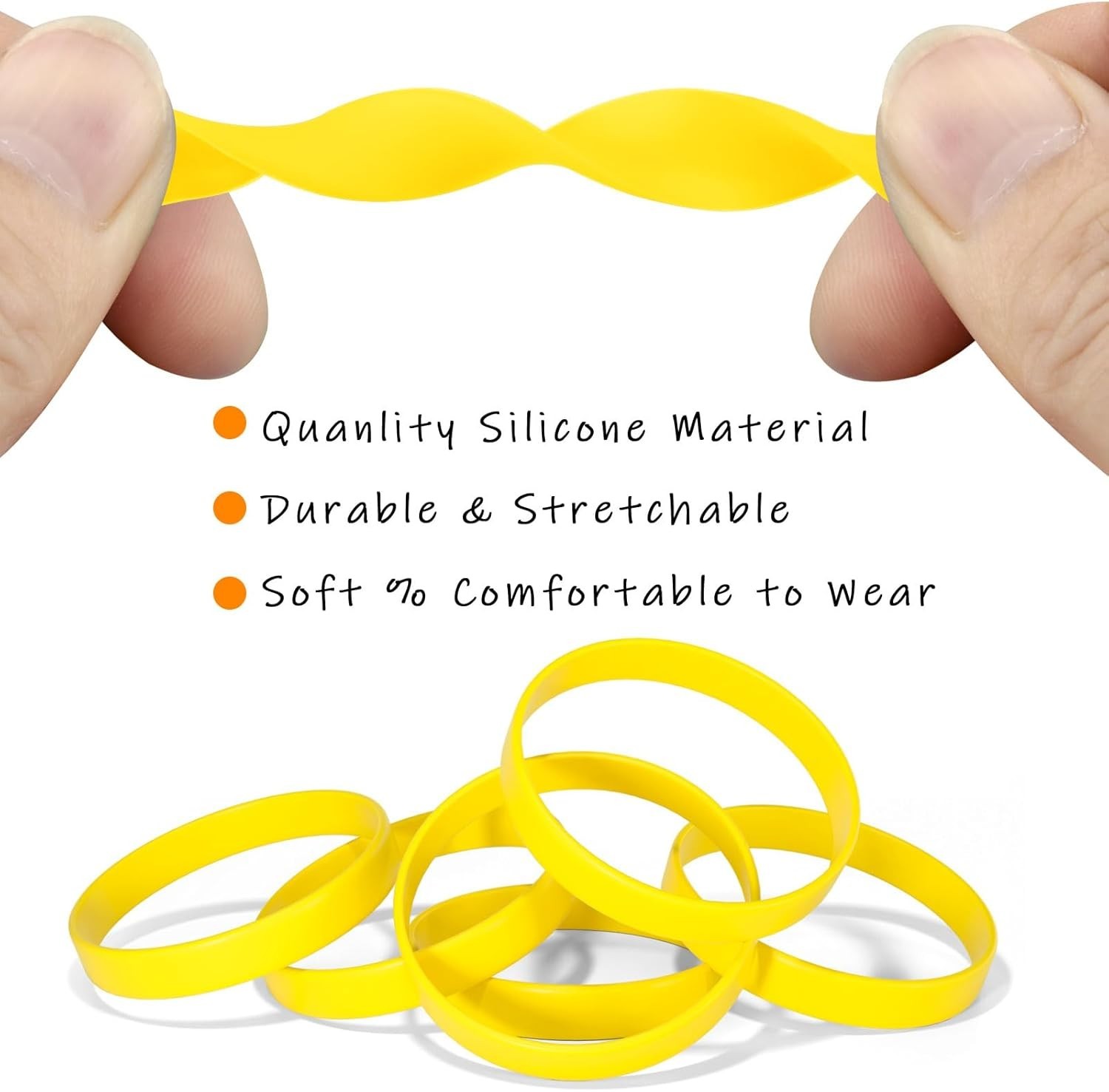 12 Pieces Silicone Bracelets- Yellow Color Blank Rubber Wristbands for Adults…