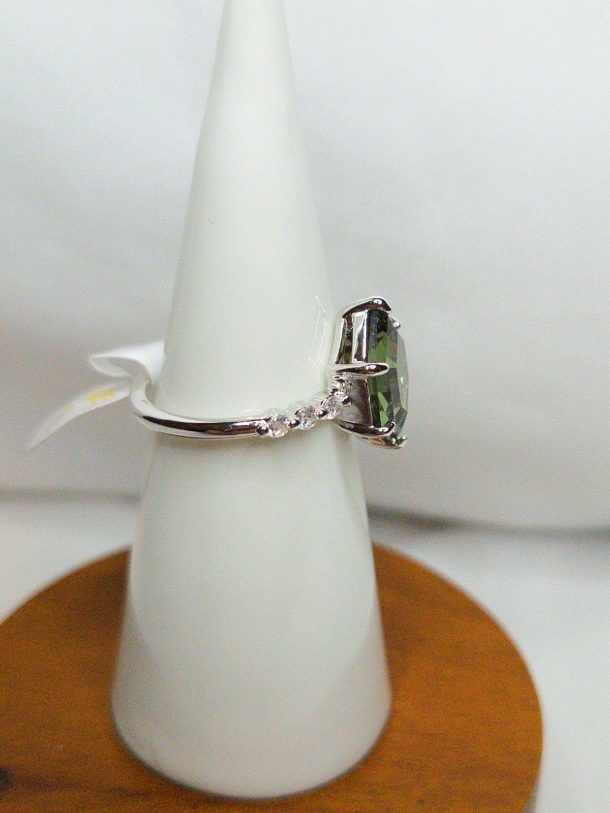 Bomb Party Ring Size 7 “Sunlit Moments” Tourmaline Green Spinel On Rhodium Pl