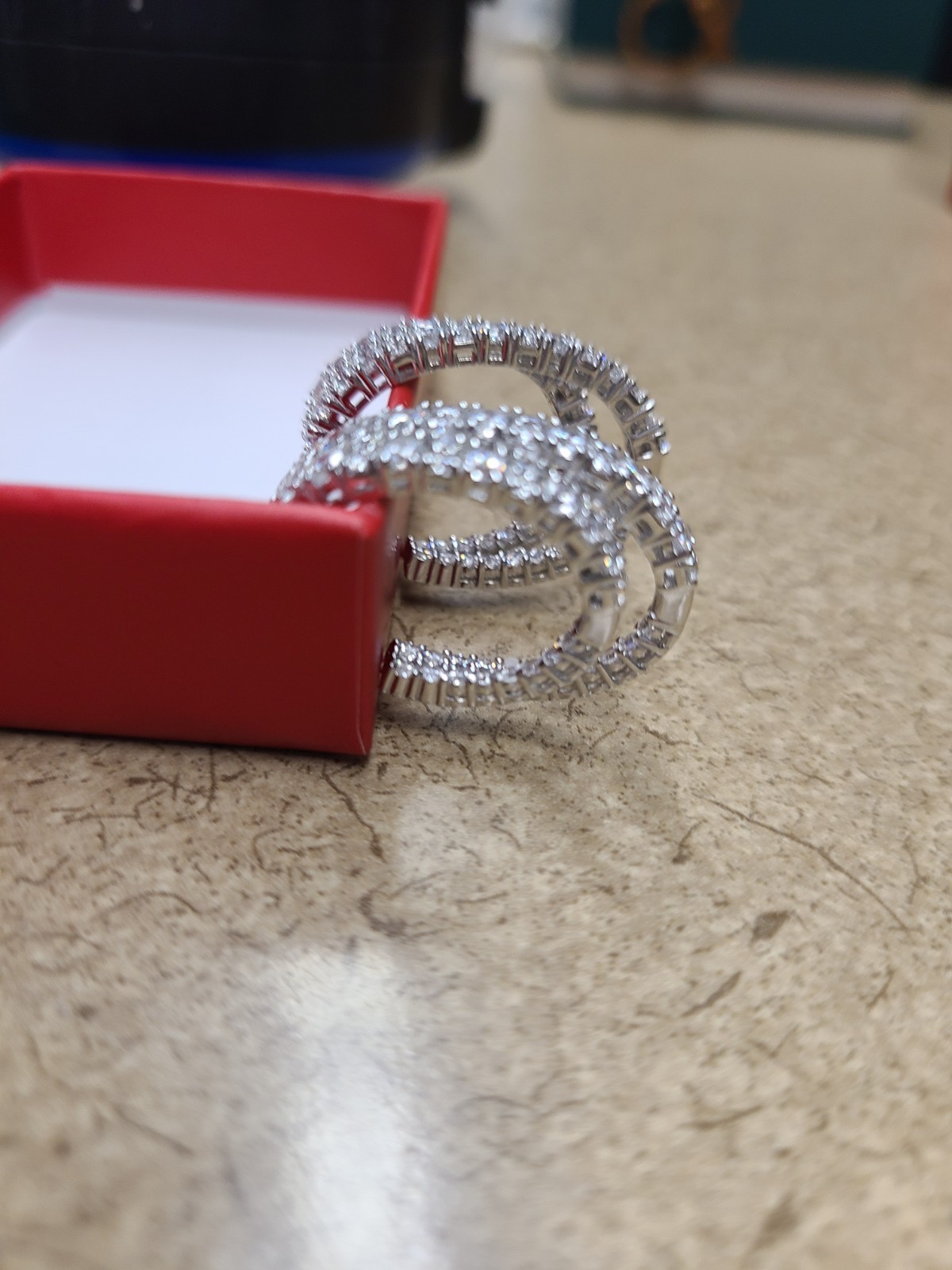 Jennifer Miller Diamonique Double Elongated Hoop Earrings