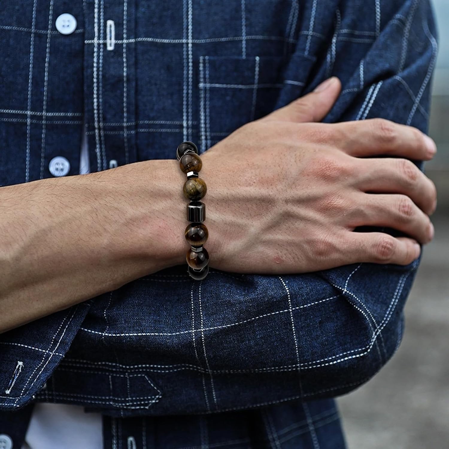 Elegant 10MM Triple Protection Men’s Bracelet – Perfect Gift for Any Occasion