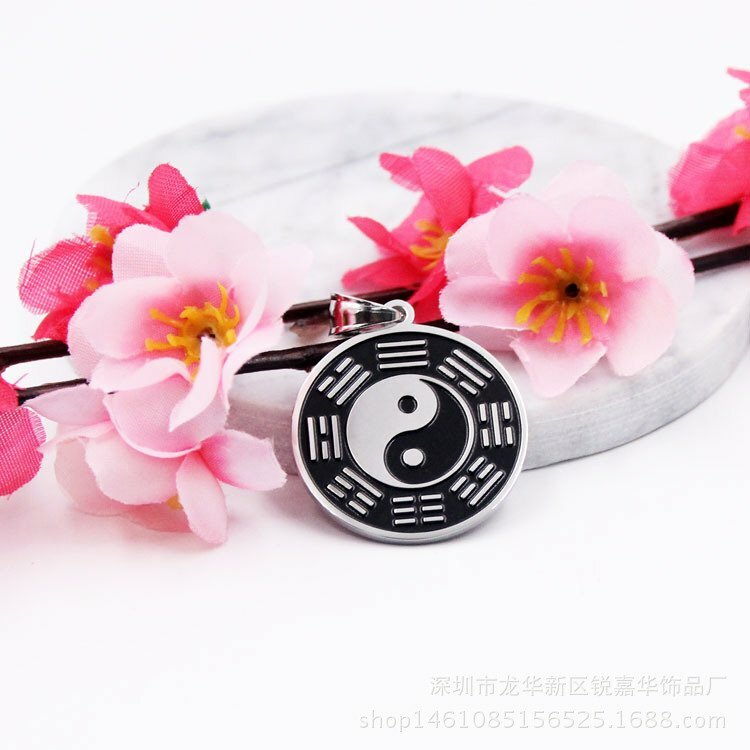 MENDEL Mens Stainless Steel Protection Amulet Yin Ying Yang Pendant Necklace Men