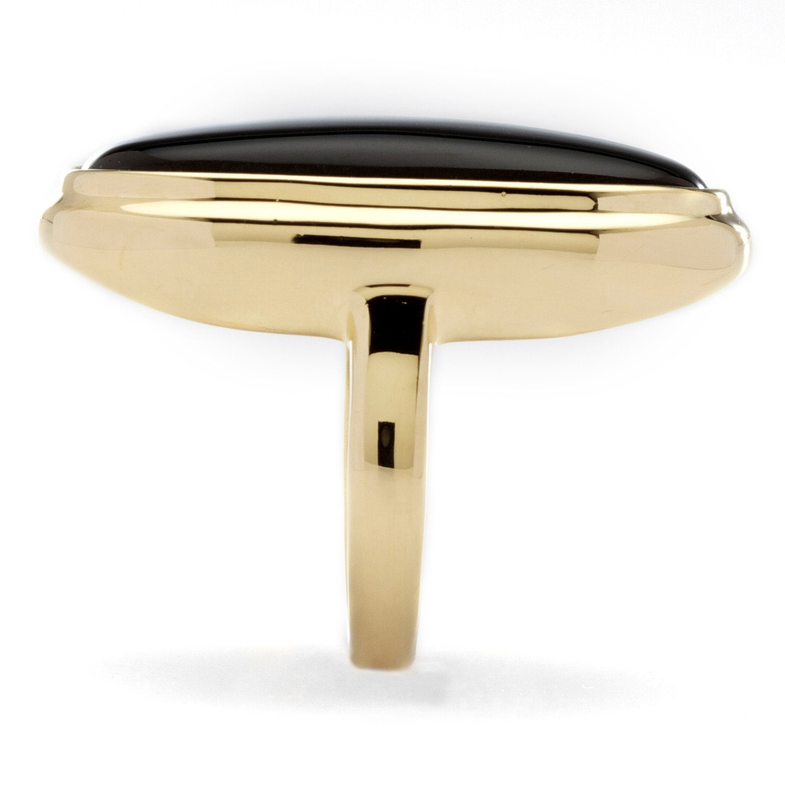 Oval-Shaped Genuine Onyx Yellow Gold-Plated Ring