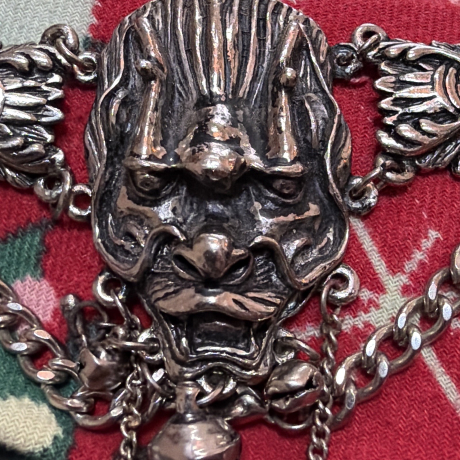 VTG Gothic Gargoyle Hand Harness Slave Bracelet 3 Ring Chain Medieval Cosplay