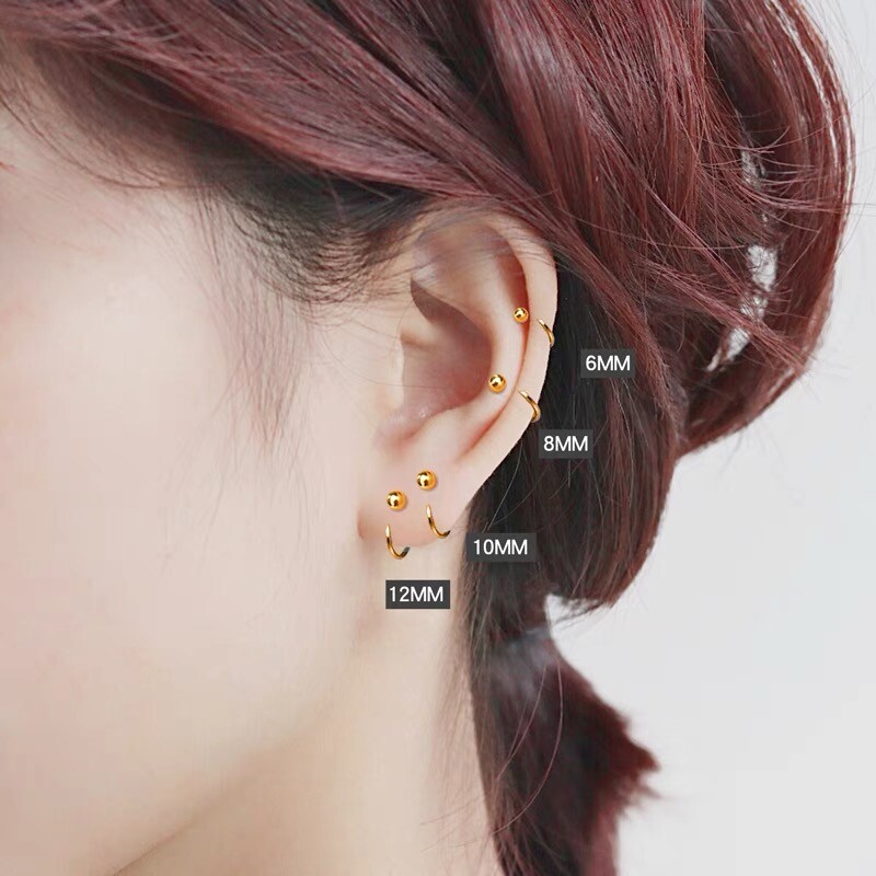 Small Round Huggie Hoop Earrings Gold Silver 316L Surgical Steel Womens Girls