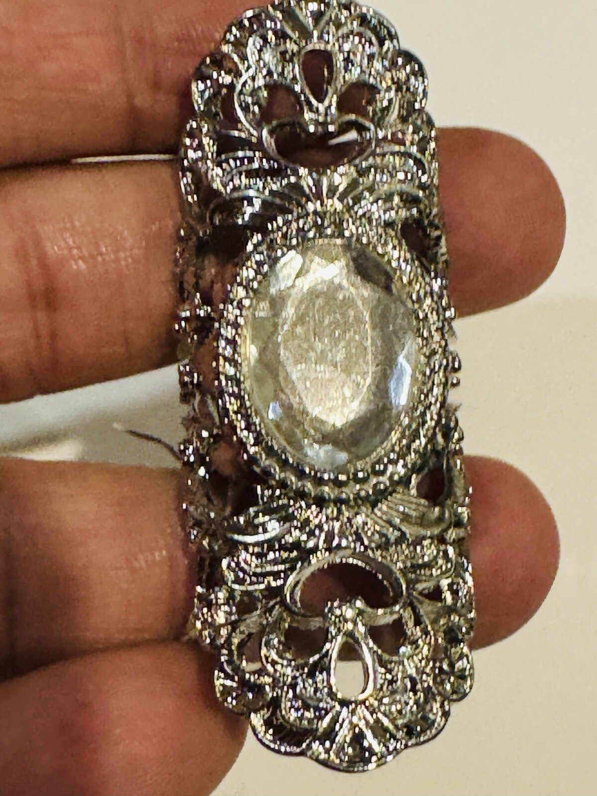 Silver Color Long Ring Stretch Size 8+