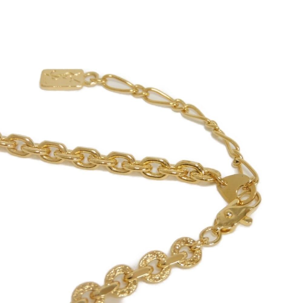 SAINT LAURENT PARIS Round Twist Circle Pendant Necklace Gold Plated Pipe R…