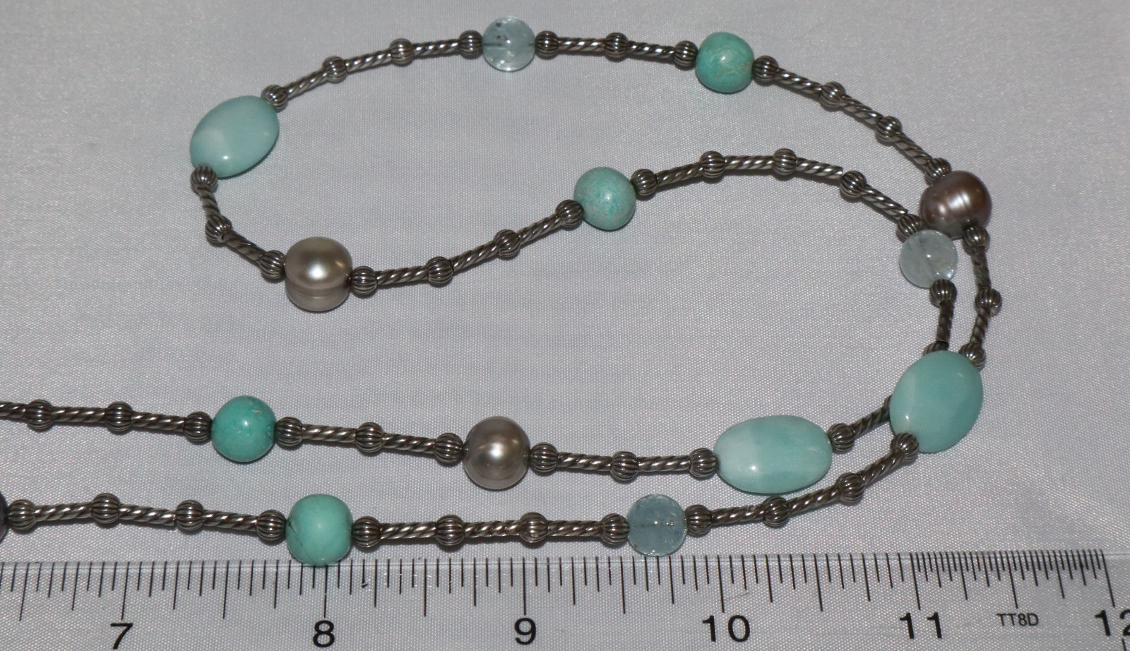 Carolyn Pollack Sterling Silver Amazonite, Aquamarine & Pearl Bead 36” Necklace