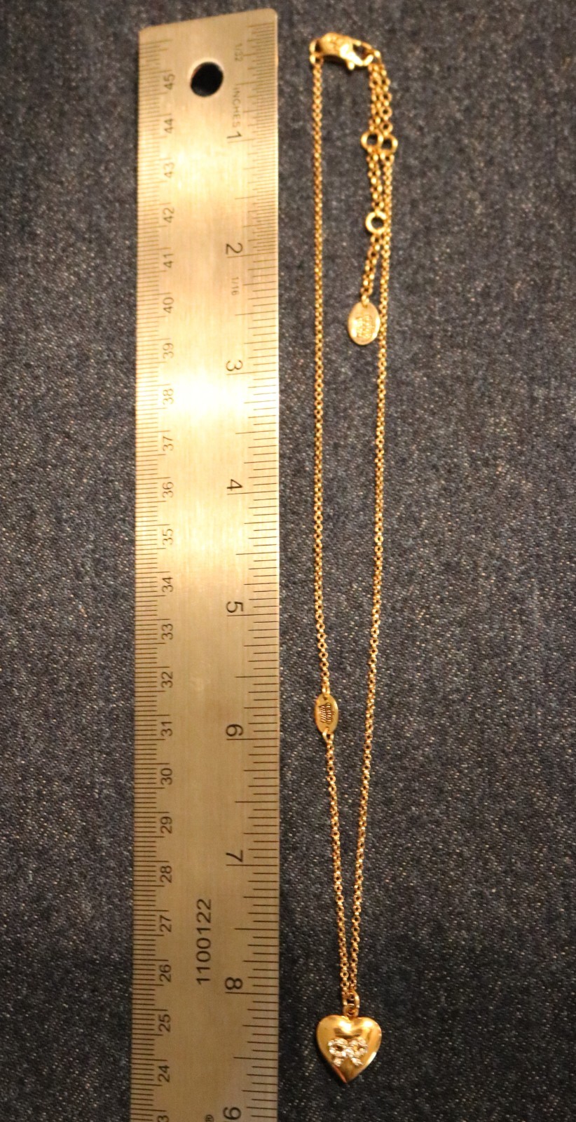 Vintage Juicy Couture Gold Tone Crystal Bow Heart Locket Necklace Y2K 2000’s