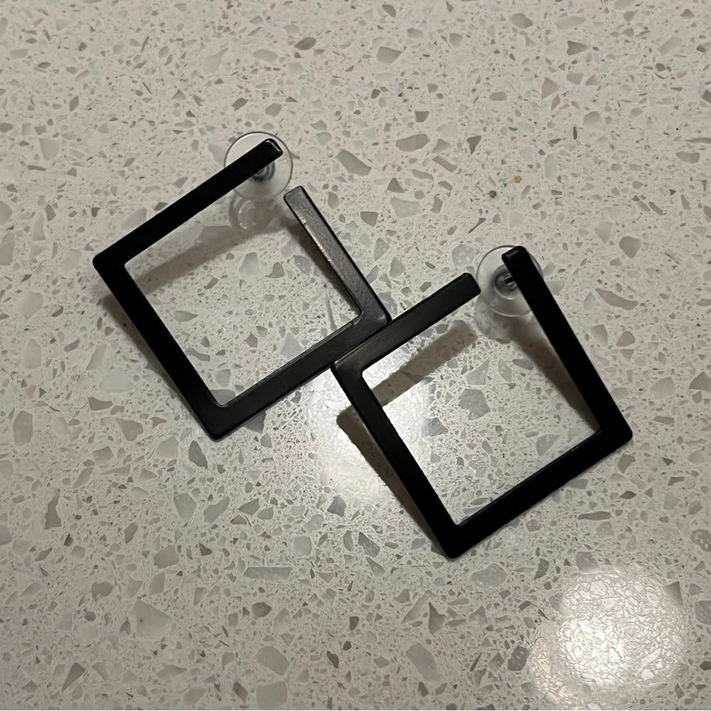Geometric Design black Cuff Hoop Earrings