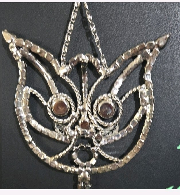 Rare Huge Vintage Unsigned Alice Caviness Rhinestone Cat Necklace